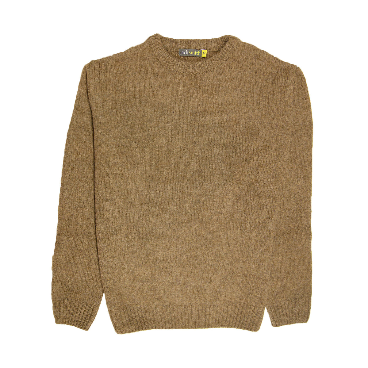 100% SHETLAND RAGG WOOL CREW Round Neck Knit JUMPER Pullover Mens Sweater Knitted - Nutmeg - M