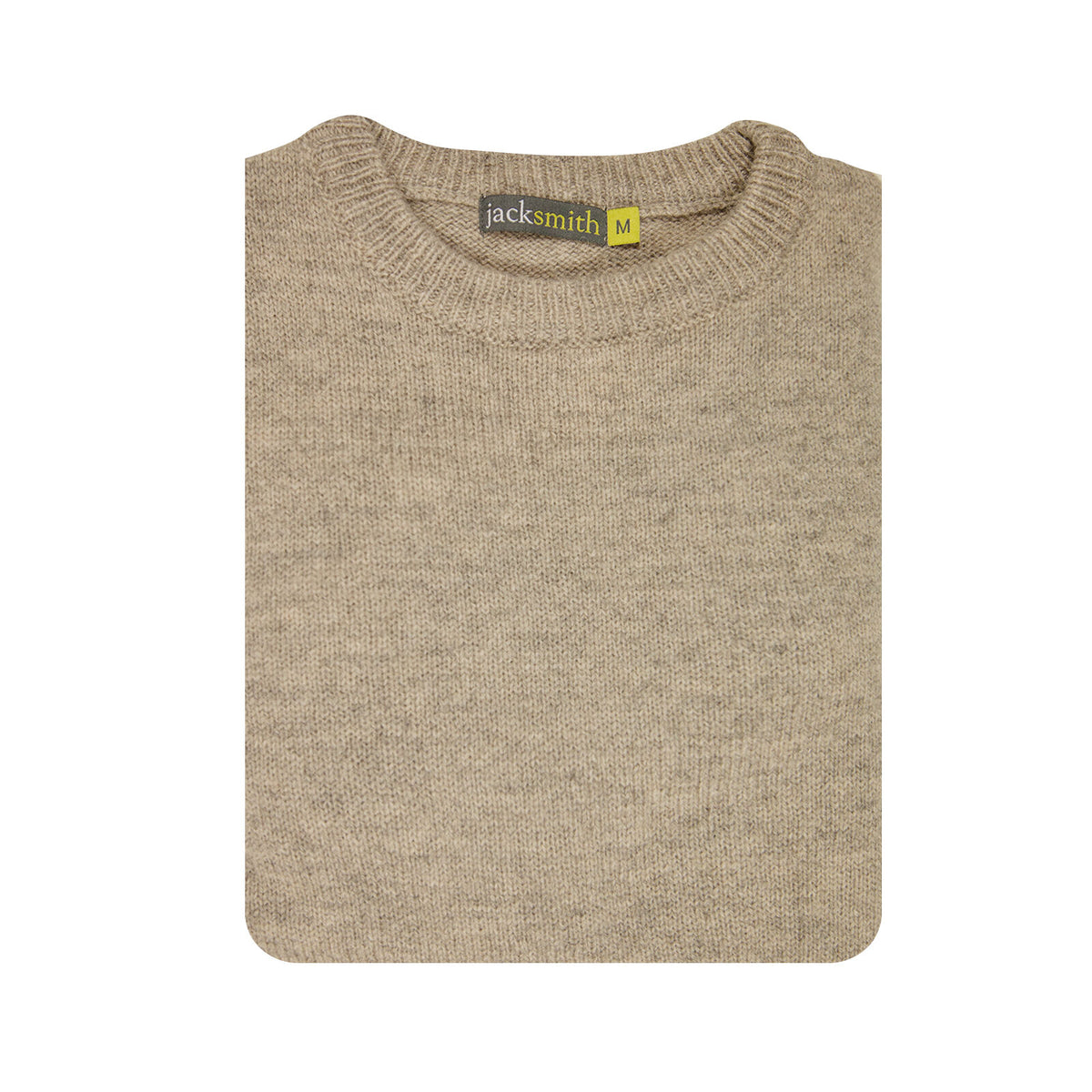 100% SHETLAND RAGG WOOL CREW Round Neck Knit JUMPER Pullover Mens Sweater Knitted - Beige - L