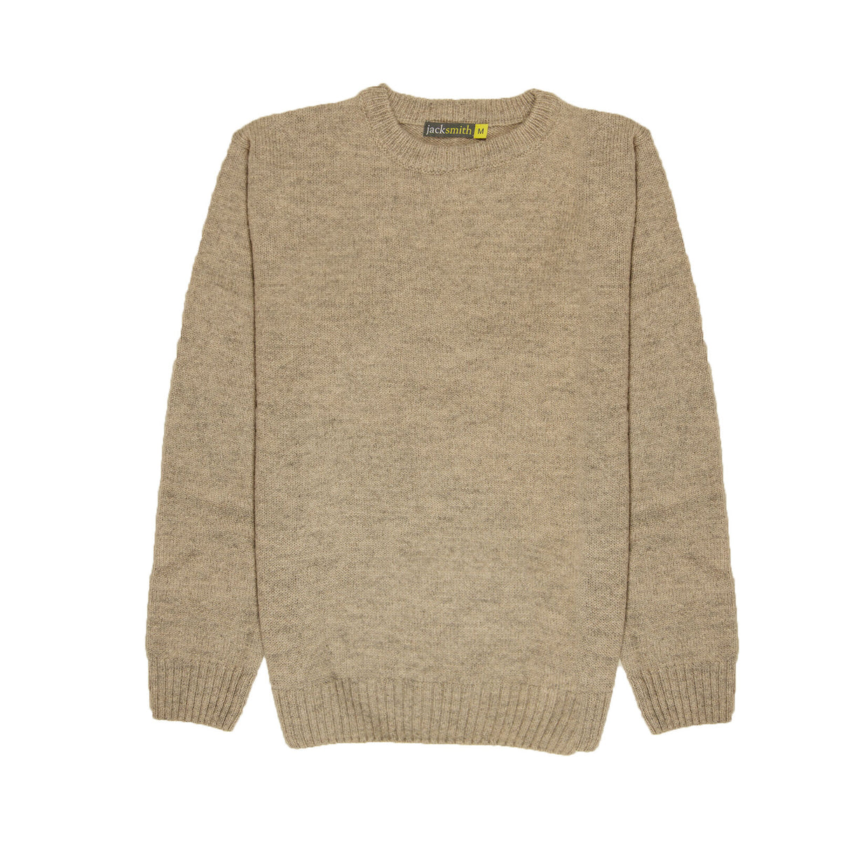100% SHETLAND RAGG WOOL CREW Round Neck Knit JUMPER Pullover Mens Sweater Knitted - Beige - XXL