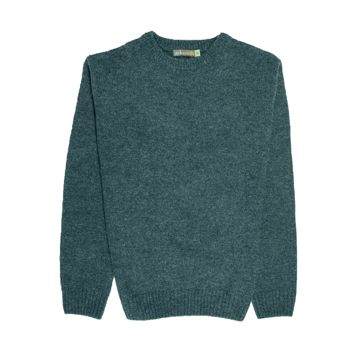 100% SHETLAND RAGG WOOL CREW Round Neck Knit JUMPER Pullover Mens Sweater Knitted - Sherwood - L
