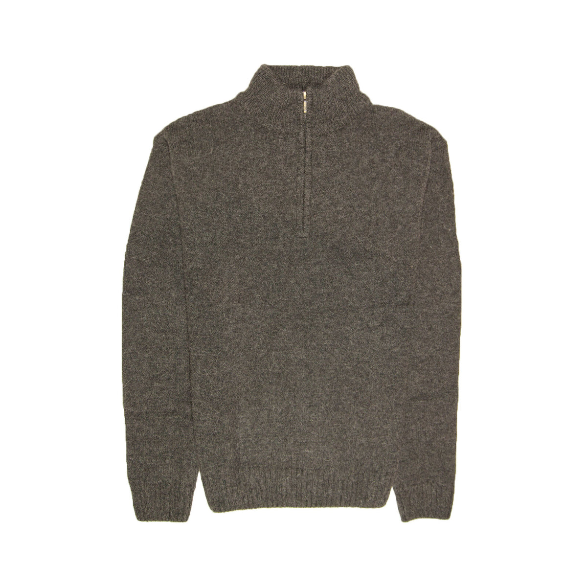 100% SHETLAND RAGG WOOL Half Zip Up Knit JUMPER Pullover Mens Sweater Knitted - Charcoal - 3XL