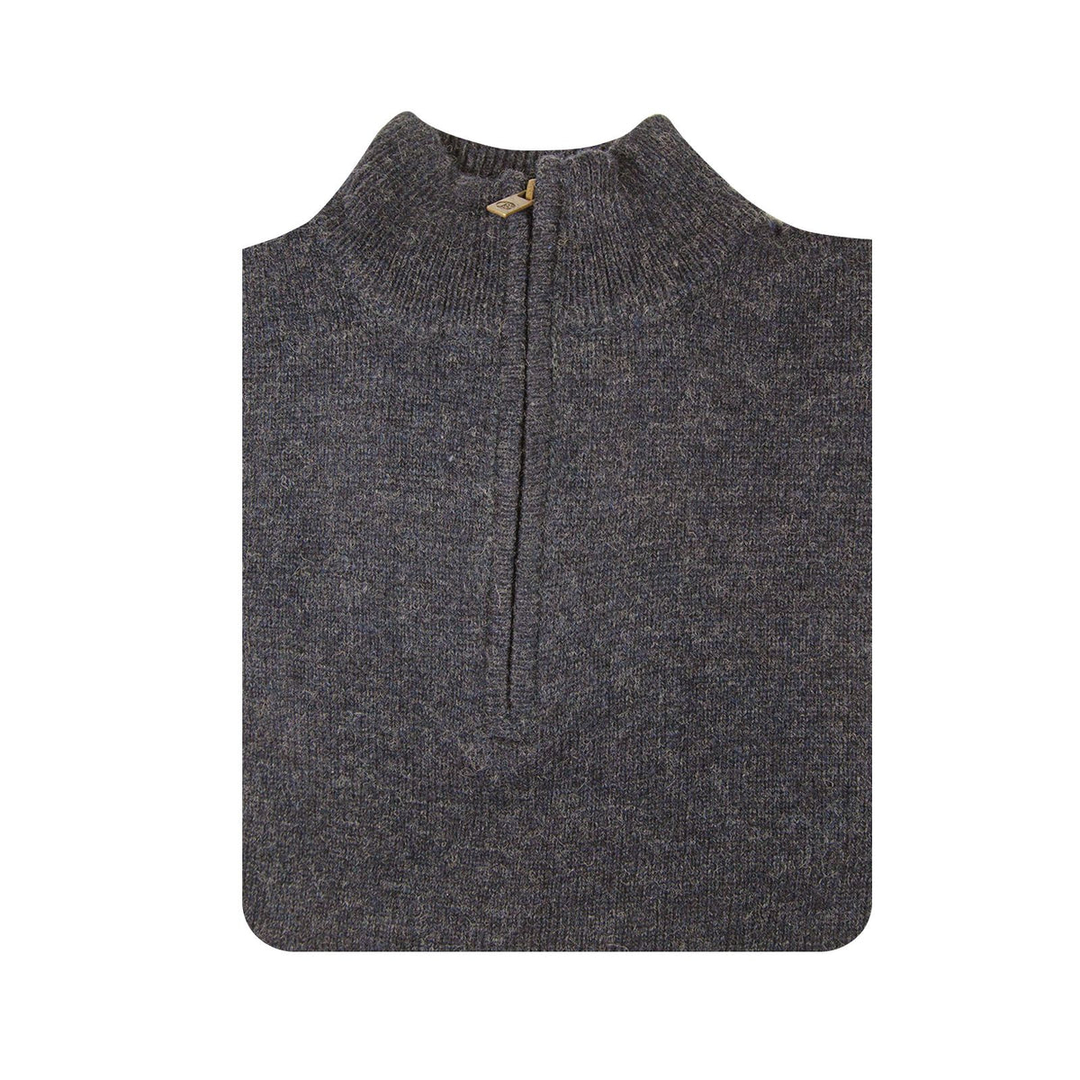 100% SHETLAND RAGG WOOL Half Zip Up Knit JUMPER Pullover Mens Sweater Knitted - Denim Blue - 3XL