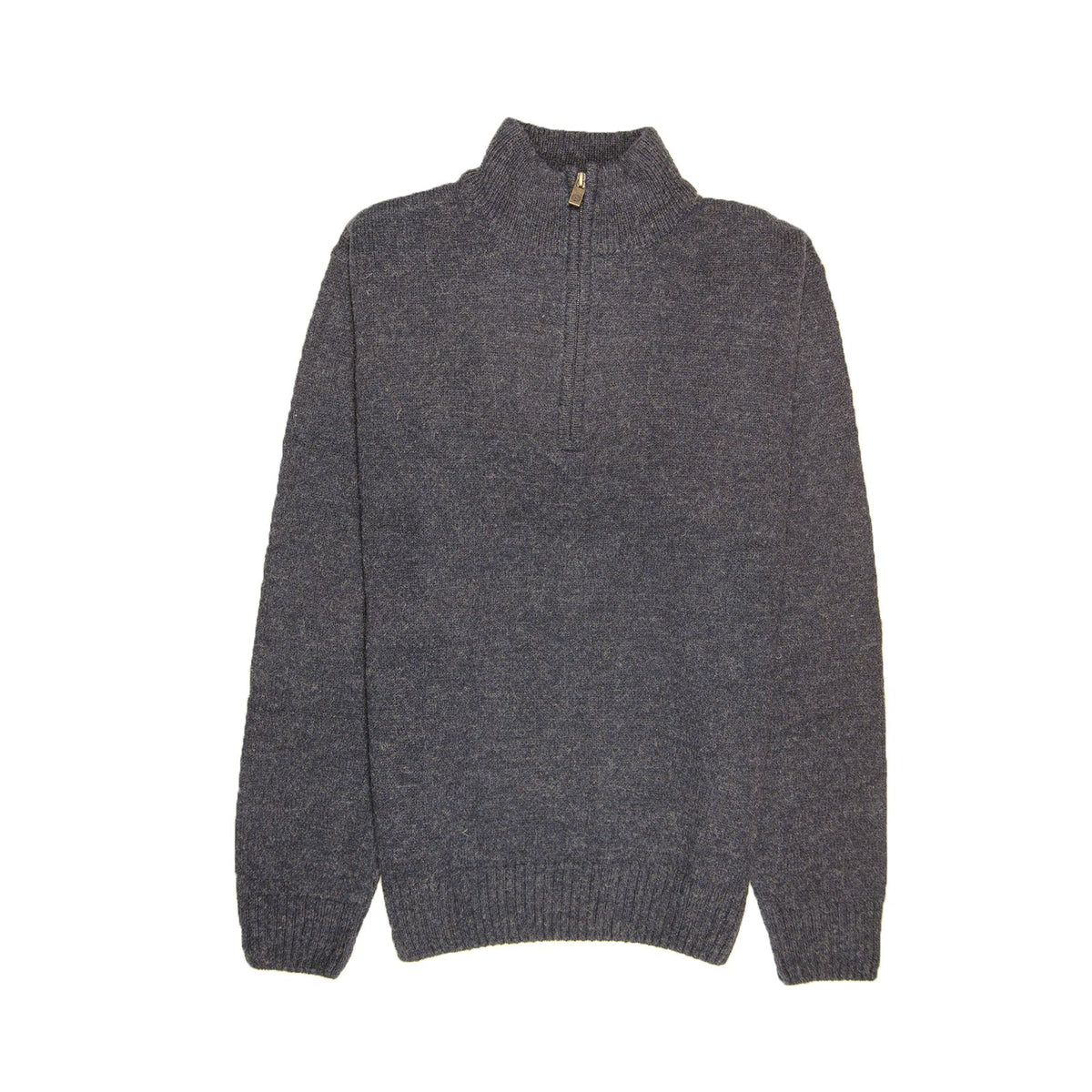 100% SHETLAND RAGG WOOL Half Zip Up Knit JUMPER Pullover Mens Sweater Knitted - Denim Blue - 3XL