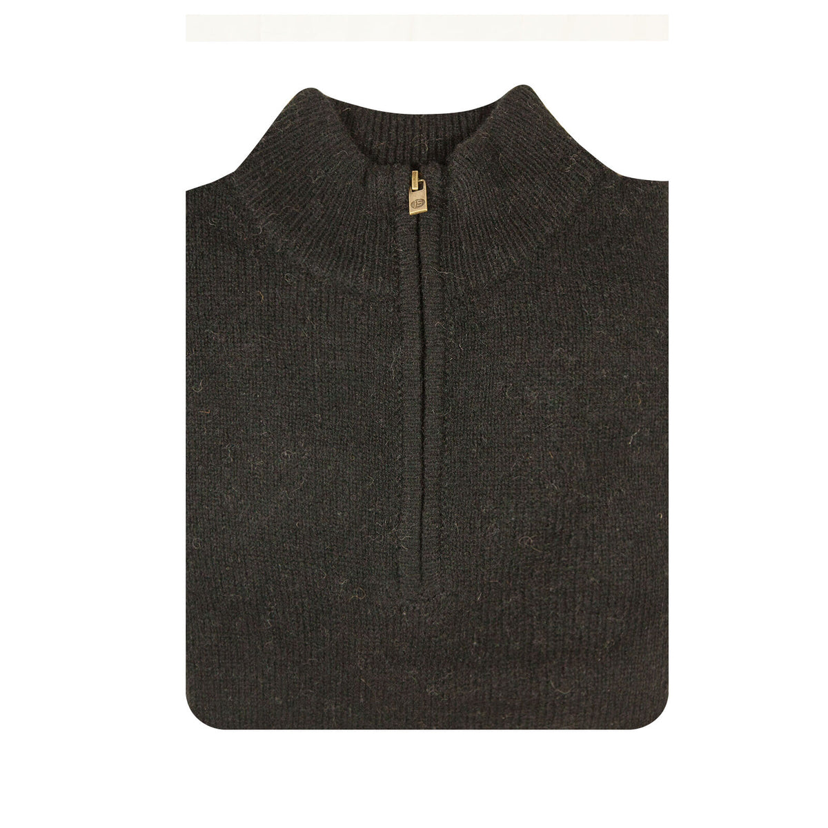 100% SHETLAND RAGG WOOL Half Zip Up Knit JUMPER Pullover Mens Sweater Knitted - Plain Black - 4XL