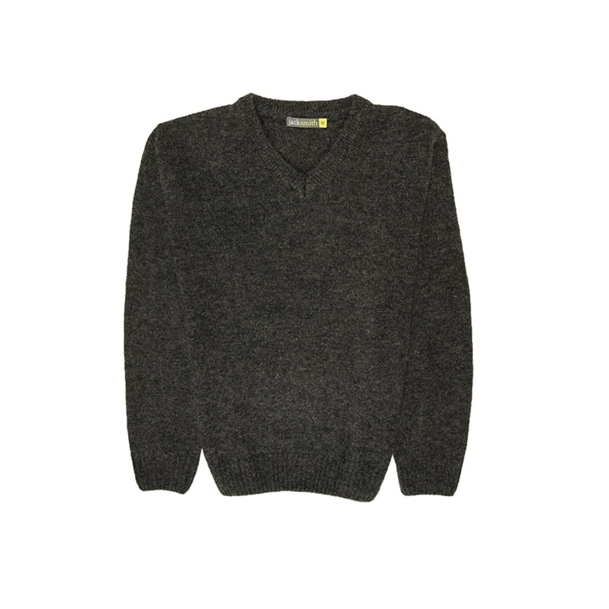 100% Shetland Ragg Wool V Neck Knit Jumper Pullover Mens Sweater Knitted - Charcoal - 4XL