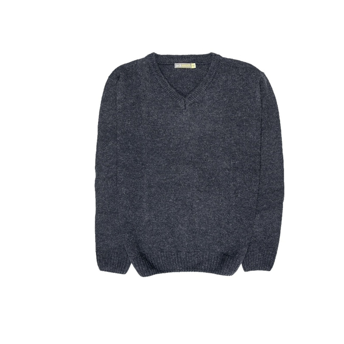 100% Shetland Ragg Wool V Neck Knit Jumper Pullover Mens Sweater Knitted - Navy - S