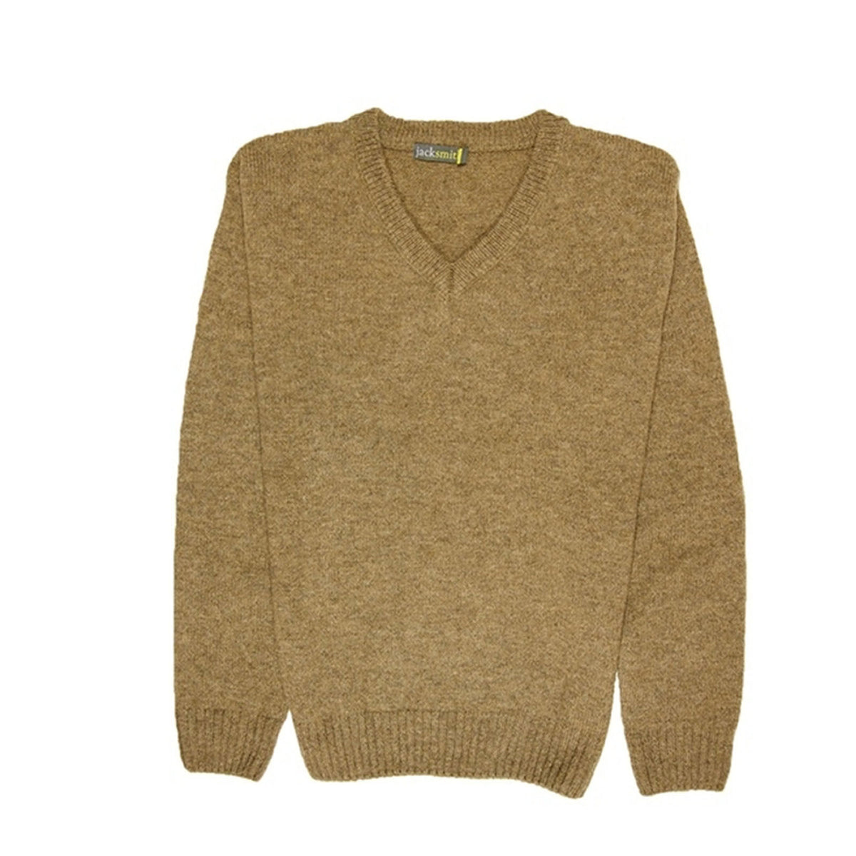 100% Shetland Ragg Wool V Neck Knit Jumper Pullover Mens Sweater Knitted - Nutmeg - XL