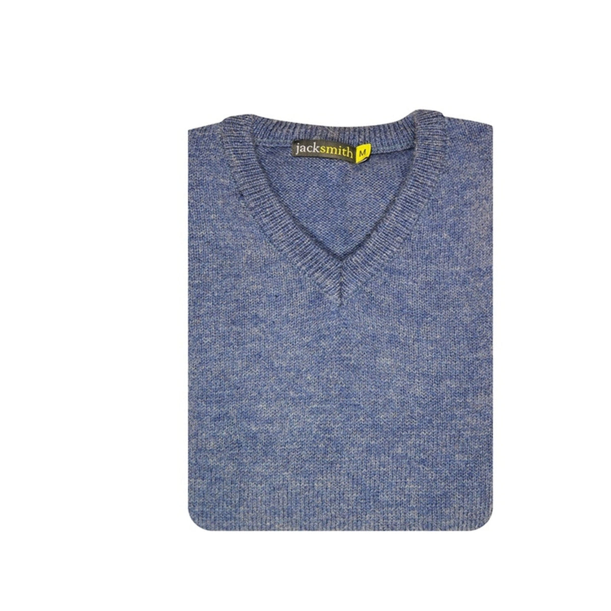 100% Shetland Ragg Wool V Neck Knit Jumper Pullover Mens Sweater Knitted - Sky - M