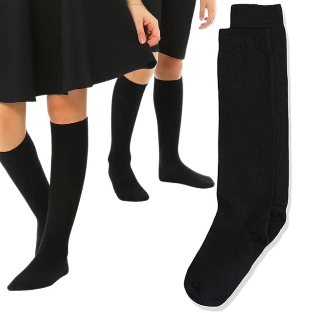 1x Pair School Uniform Knee Socks Cotton Rich Black Old 10-12 Years Years 2-8