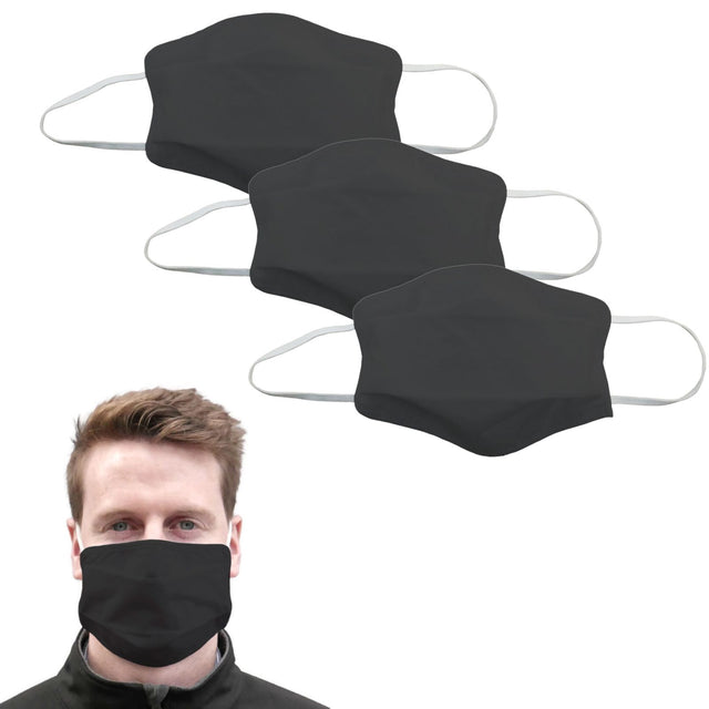 3x Tigerplast Fabric Face Mask Washable Mask Microbial Mouth Cover Black