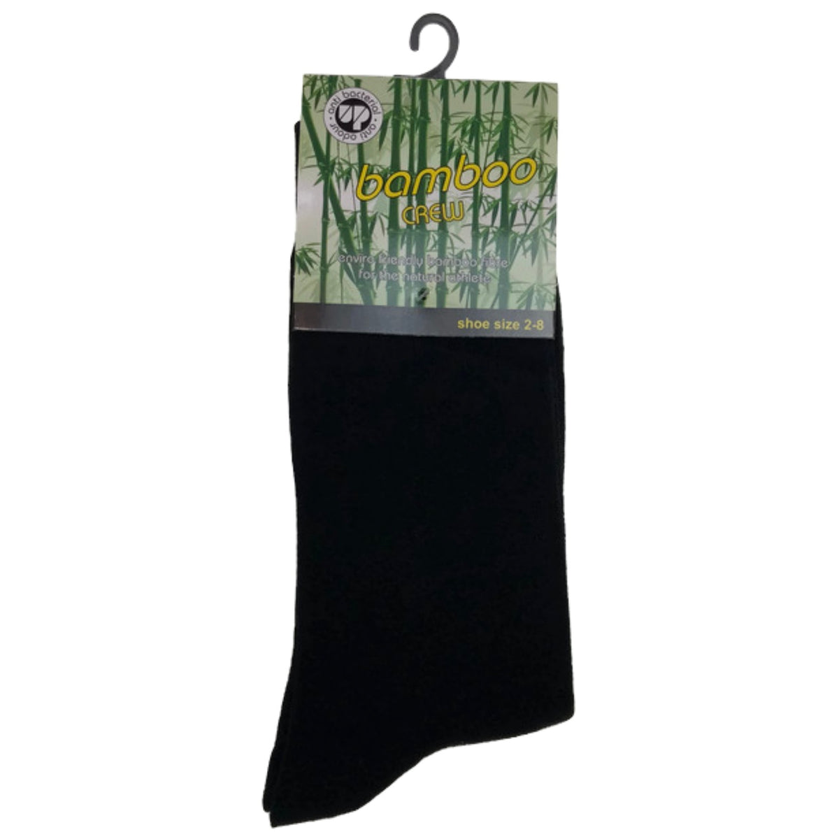 BAMBOO SOCKS Crew Natural Eco Healthy Enviro Unisex Work Anti-Bacterial Business - Black - 2-8
