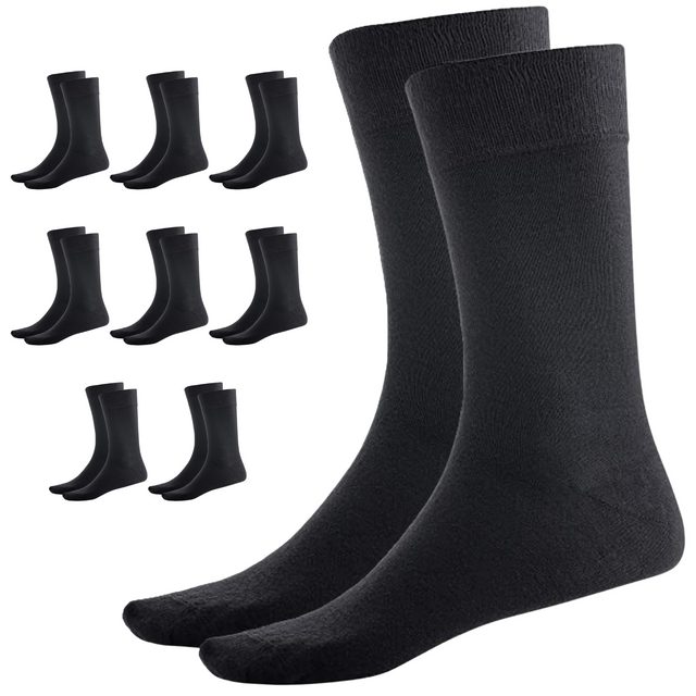 9 Pairs BAMBOO SOCKS Crew Natural Eco Healthy Enviro Unisex Work BULK Black 6-11