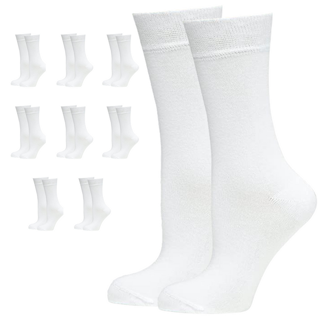 9 Pairs BAMBOO SOCKS Crew Natural Eco Healthy Enviro Unisex Work BULK White 2-8