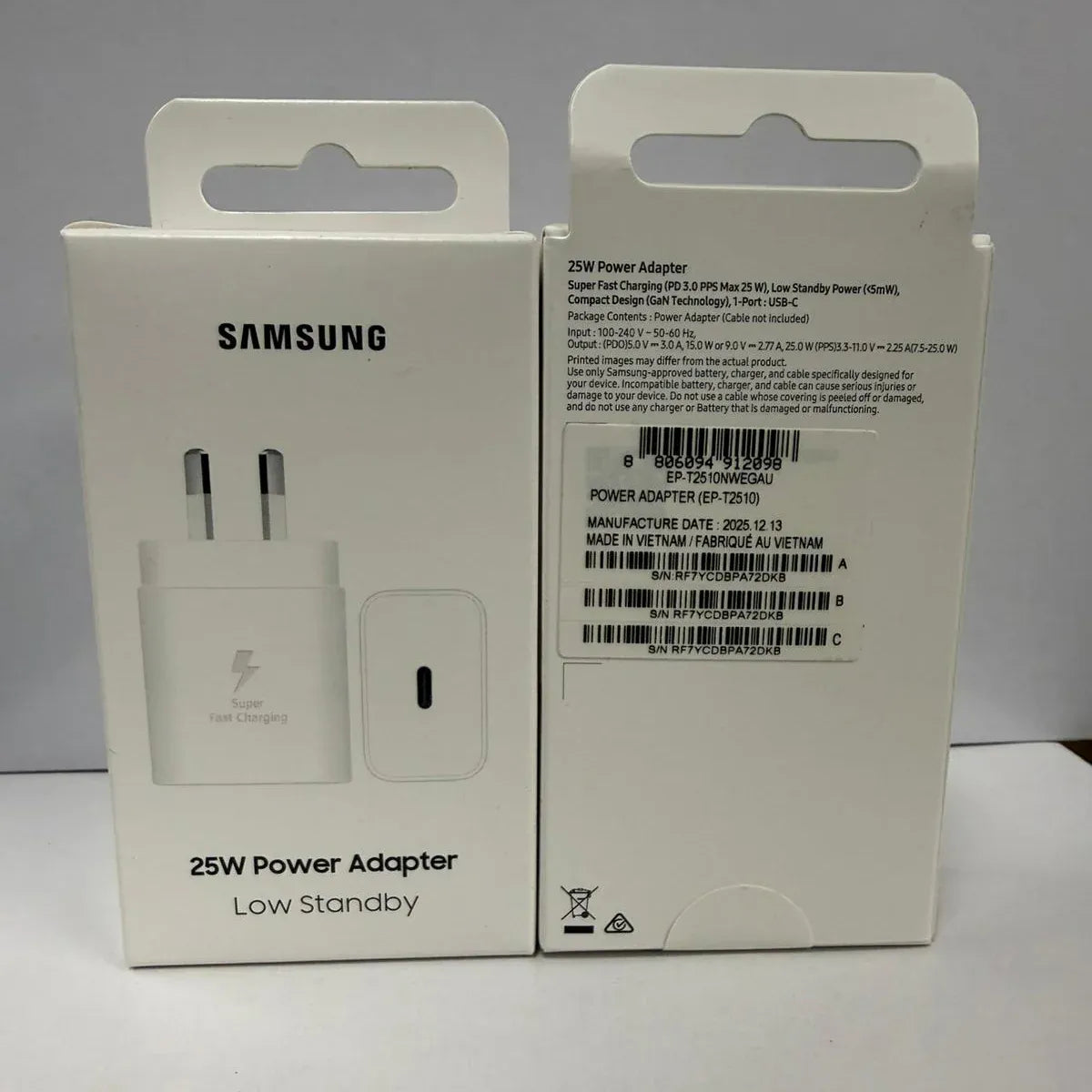 Samsung AC Charger 25W USB-C (2024 GAN Model) - White (No Cable)
