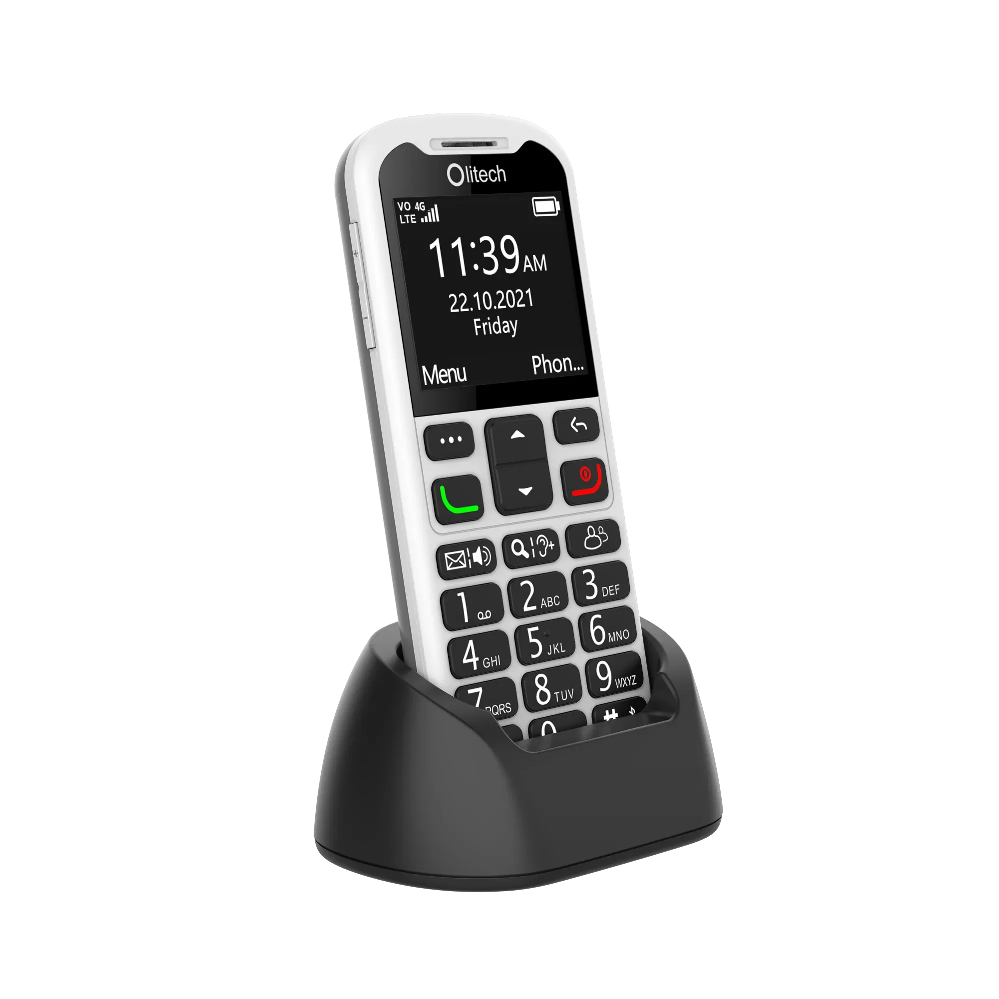 Olitech EasyMate 2 Seniors 4G Phone Big Buttons GPS Location - Black/White