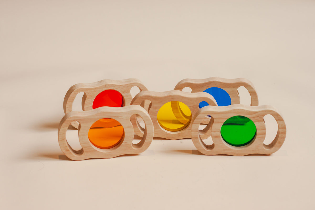 See through colored blocks with handles
