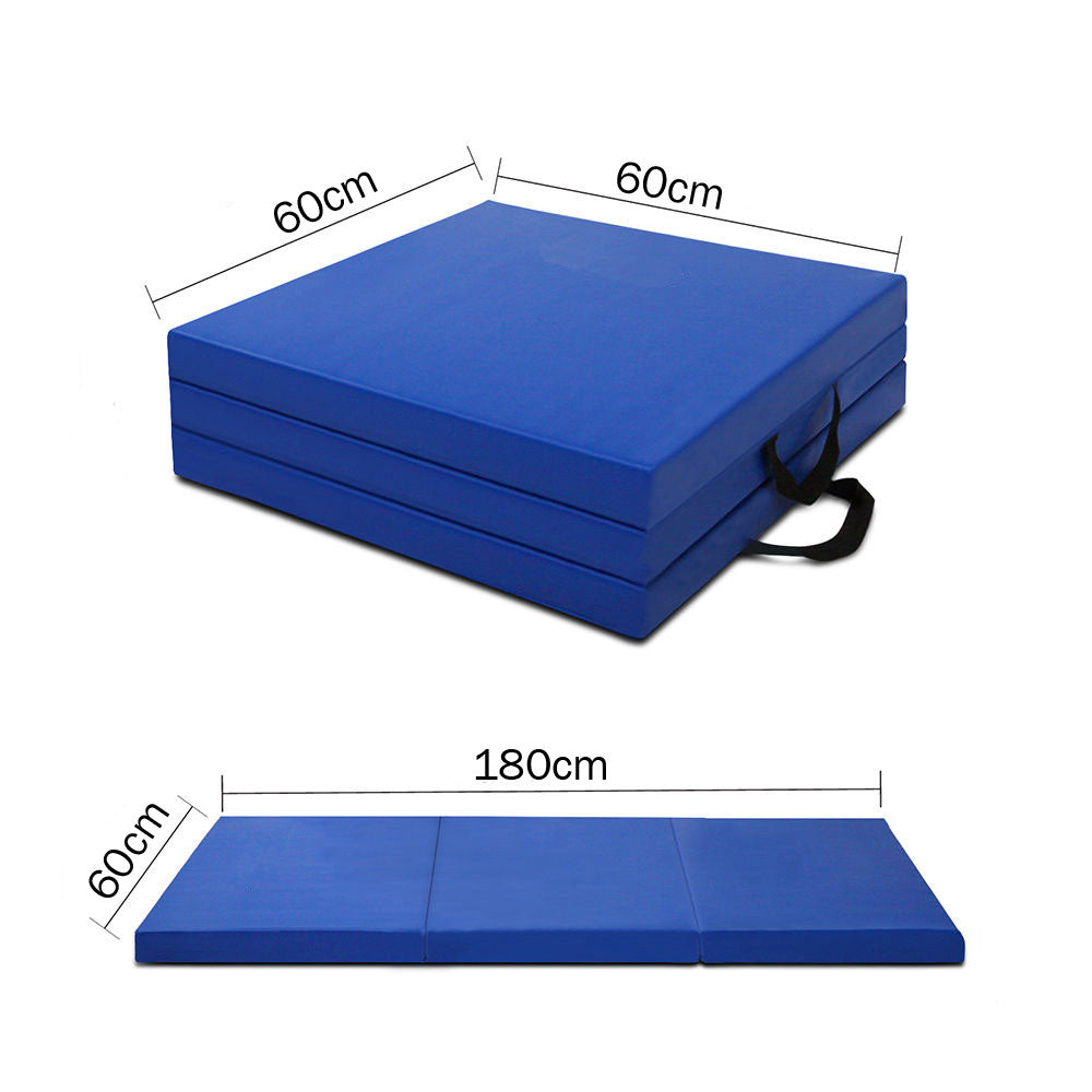 Folding Exercise Floor Mat Dance Yoga Gymnastics Training Home Judo - Blue