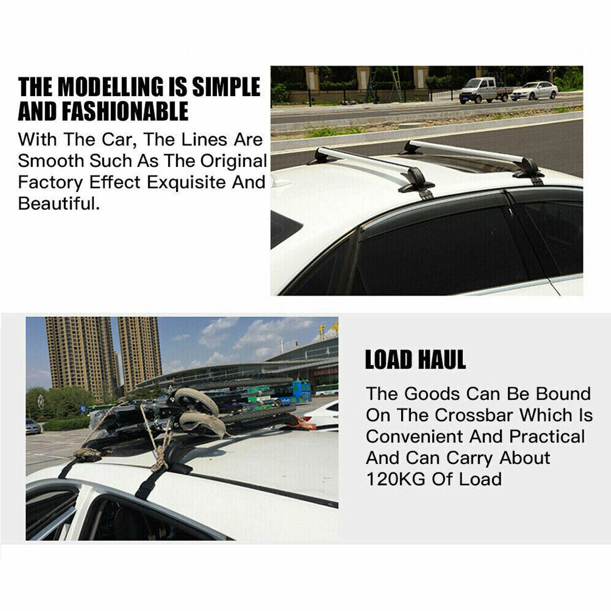 110cm Universal Car Roof Racks Carrier Adjustable Cross Bars Aluminium - Bars