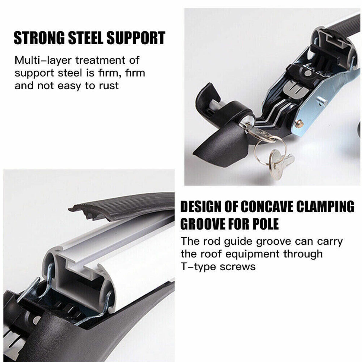 115cm Universal Car Roof Racks Carrier Adjustable Cross Bars Aluminium - Bars