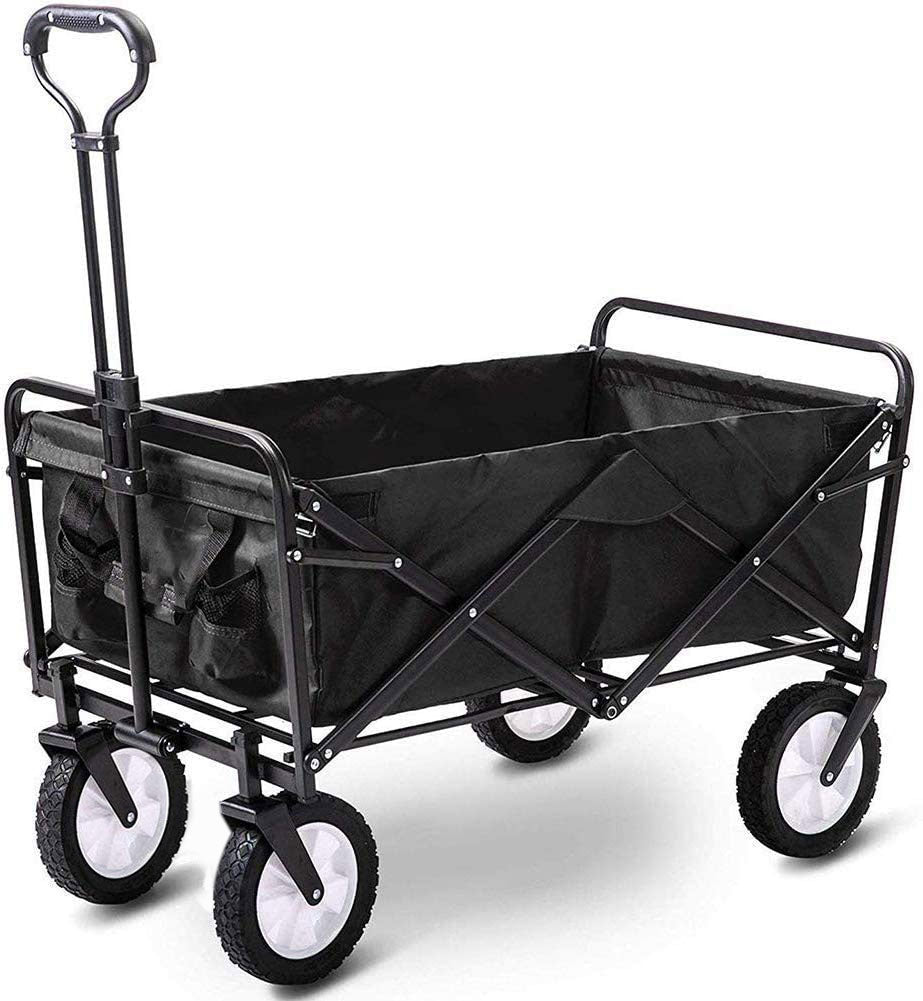 Foldable Collapsible Wagon Cart Garden Beach Outdoor Shop - V610-FLDWAG-9150-BLA