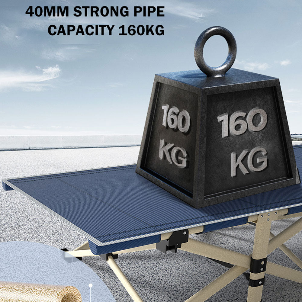 Camping Portable Stretcher Single Foldable Folding Bed - V610-LUXBED-SQ-NAV-MAT
