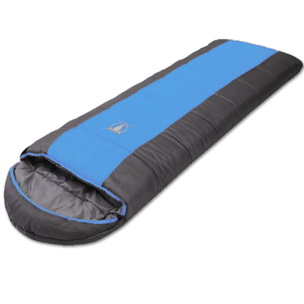 Outdoor Camping Envelope Sleeping Bag Thermal Tent Hiking Winter Single - blue