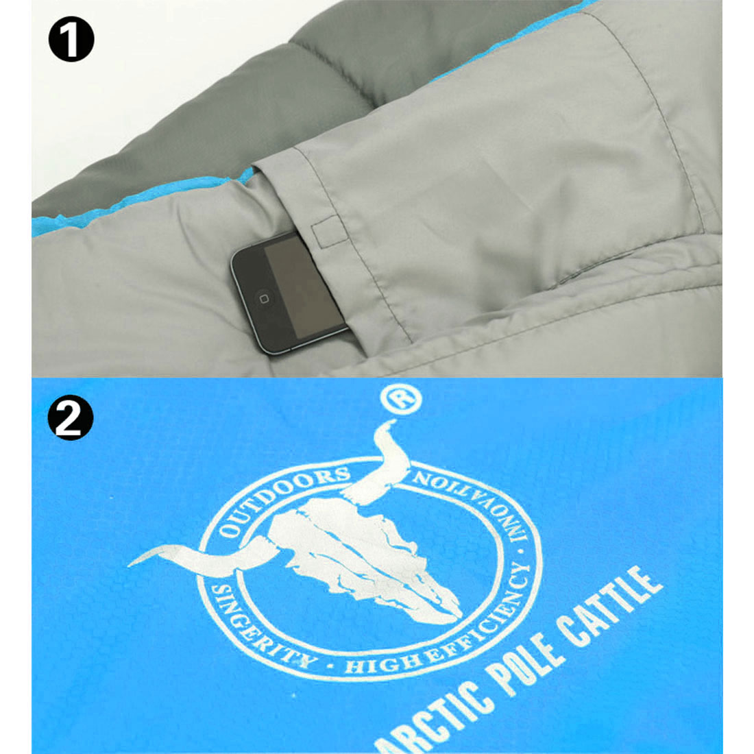 Outdoor Camping Envelope Sleeping Bag Thermal Tent Hiking Winter Single - blue
