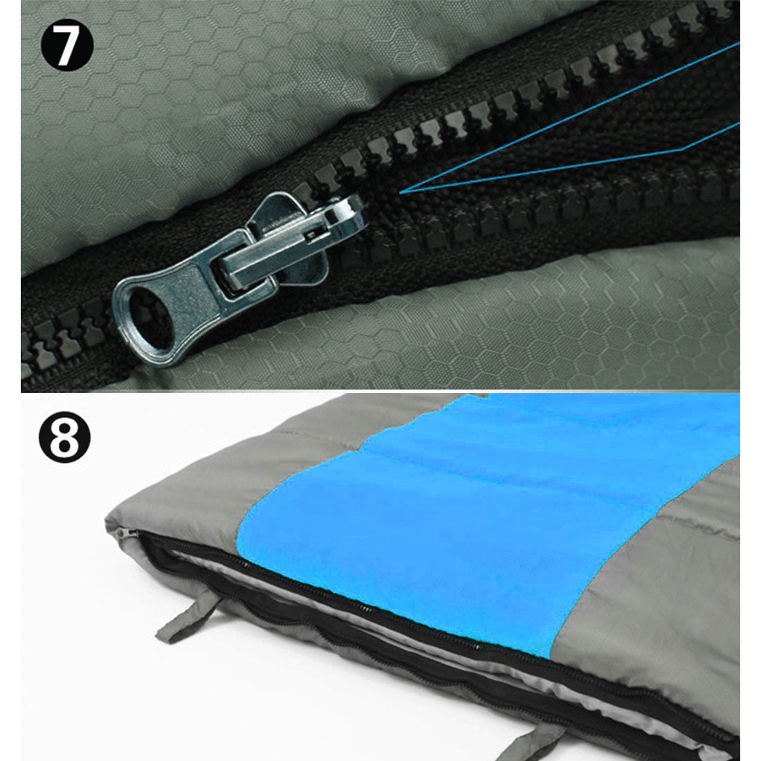 Outdoor Camping Envelope Sleeping Bag Thermal Tent Hiking Winter Single - blue