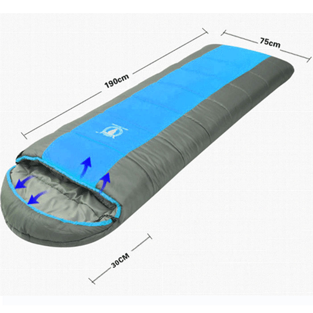 Outdoor Camping Envelope Sleeping Bag Thermal Tent Hiking Winter Single - blue