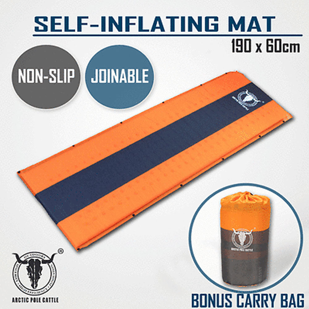 Self Inflating Mattress Sleeping Mat Air Bed Camping Camp Hiking - orange