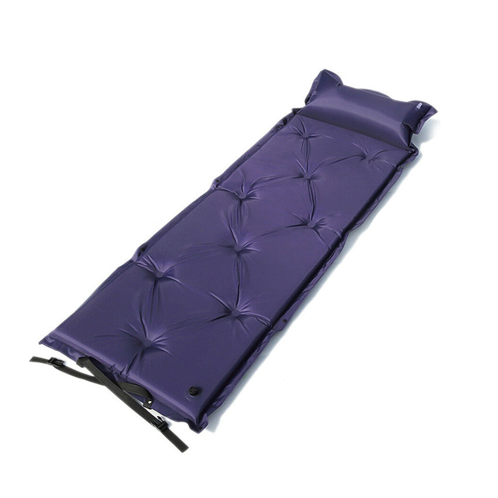 Self Inflating Mattress Camping Hiking Airbed Mat Sleeping with Pillow - navy