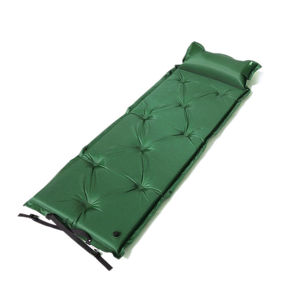 Self Inflating Mattress Camping Hiking Airbed Mat Sleeping with Pillow - green