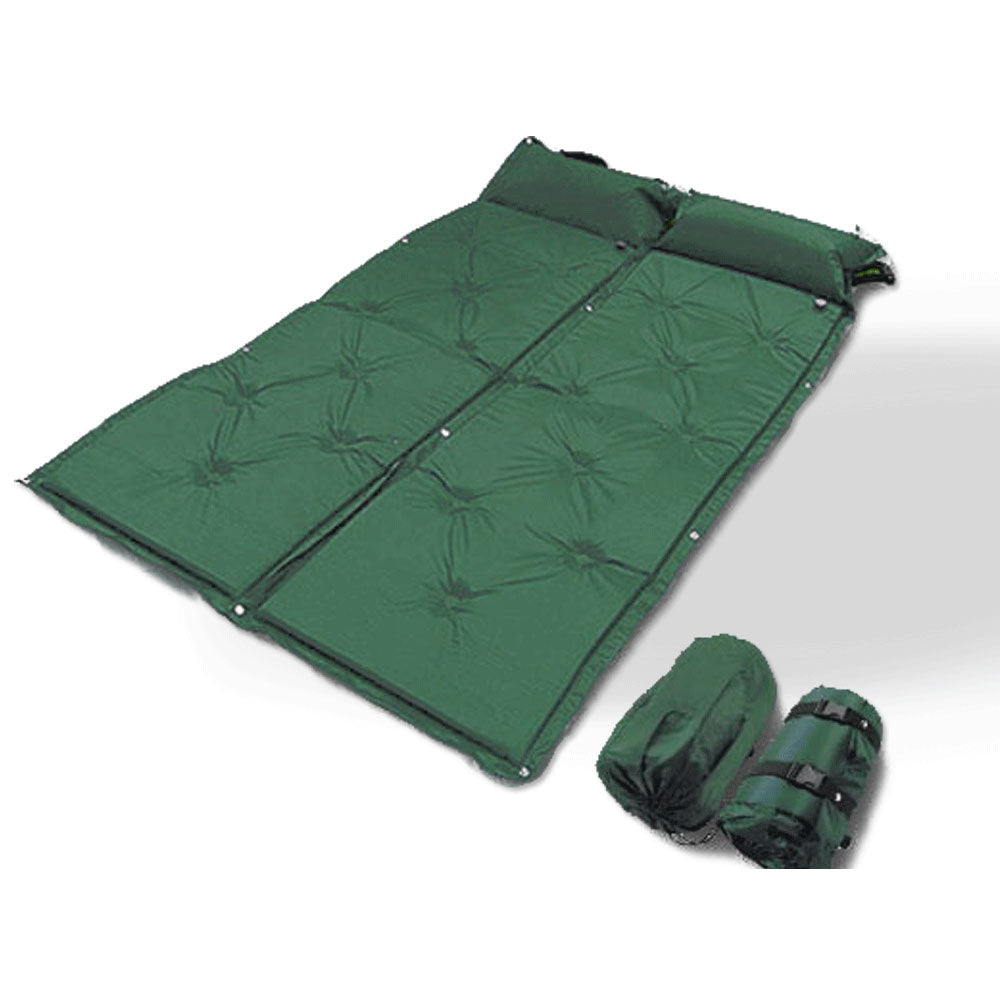 Double Self Inflating Mattress Camping Hiking Airbed Camp Mat Sleeping - green