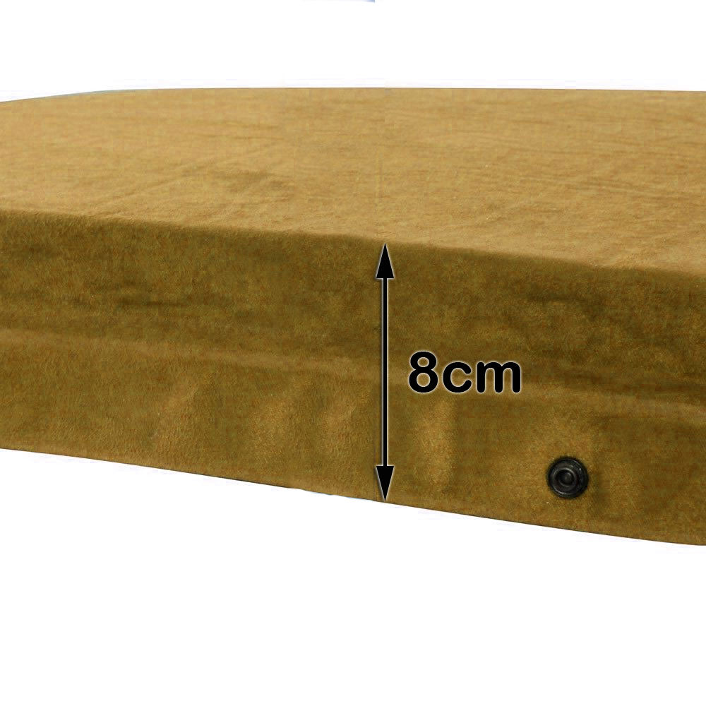 Self Inflating Mattress Sleeping Suede Mat Air Bed Camping Camp - beige