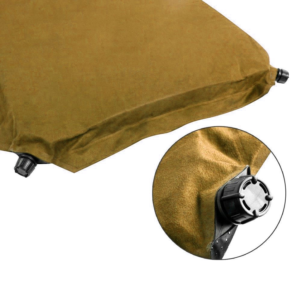 Double Self Inflating Mattress Sleeping Sedue Mat Air Bed Camping - beige