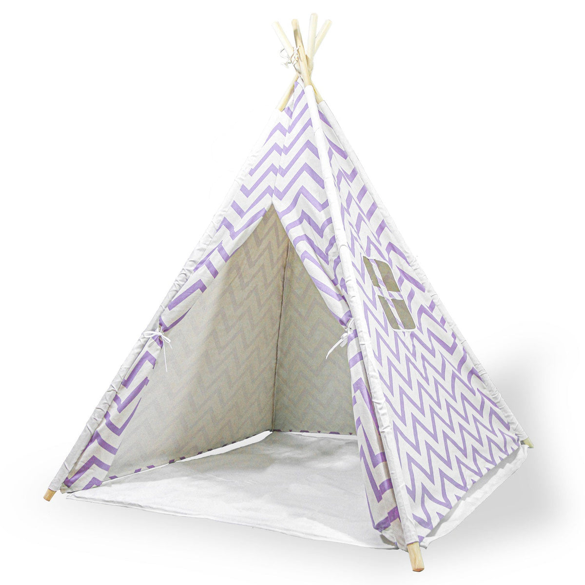 Giant Cotton Canvas Kids Teepee Wigwam Children Pretend Play Tent - purple