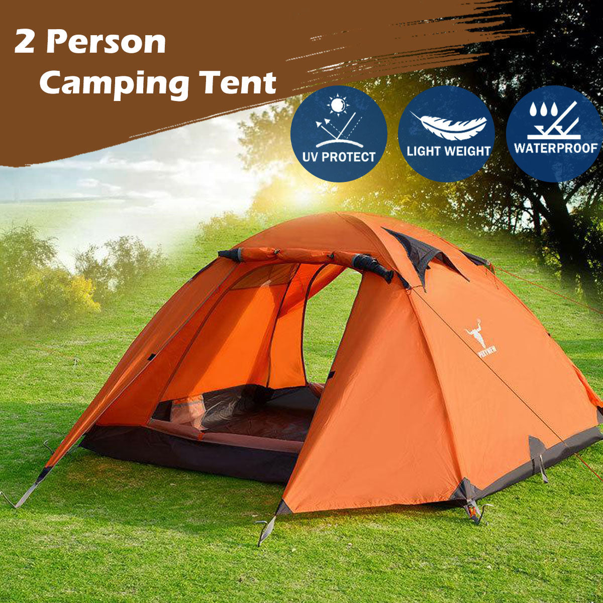 2 Person Portable Outdoor Lightweight Cycling Hiking - V610-TEN-C2001-ORA