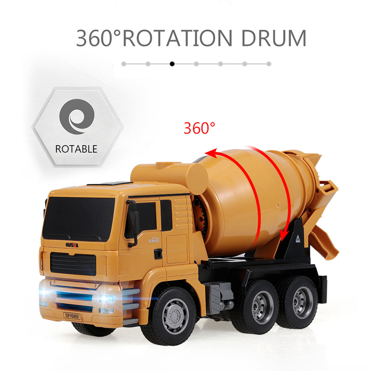 Huina 1/18 RC Engineering Construction Concrete Cement Mixer Truck Remote -