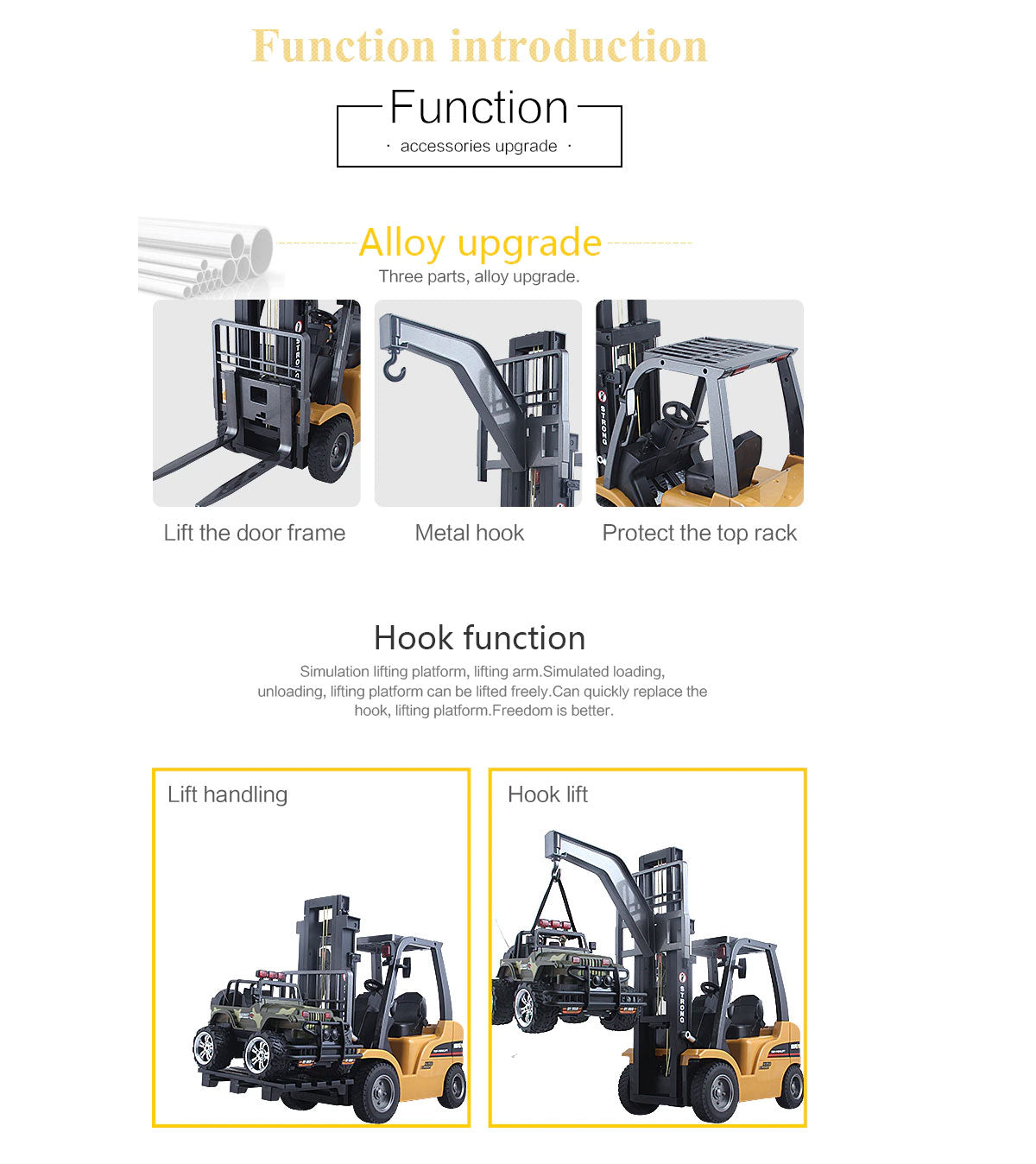 Huina 1/10 RC 8CH ForkLift Excavator Industrial Construction Engineering
