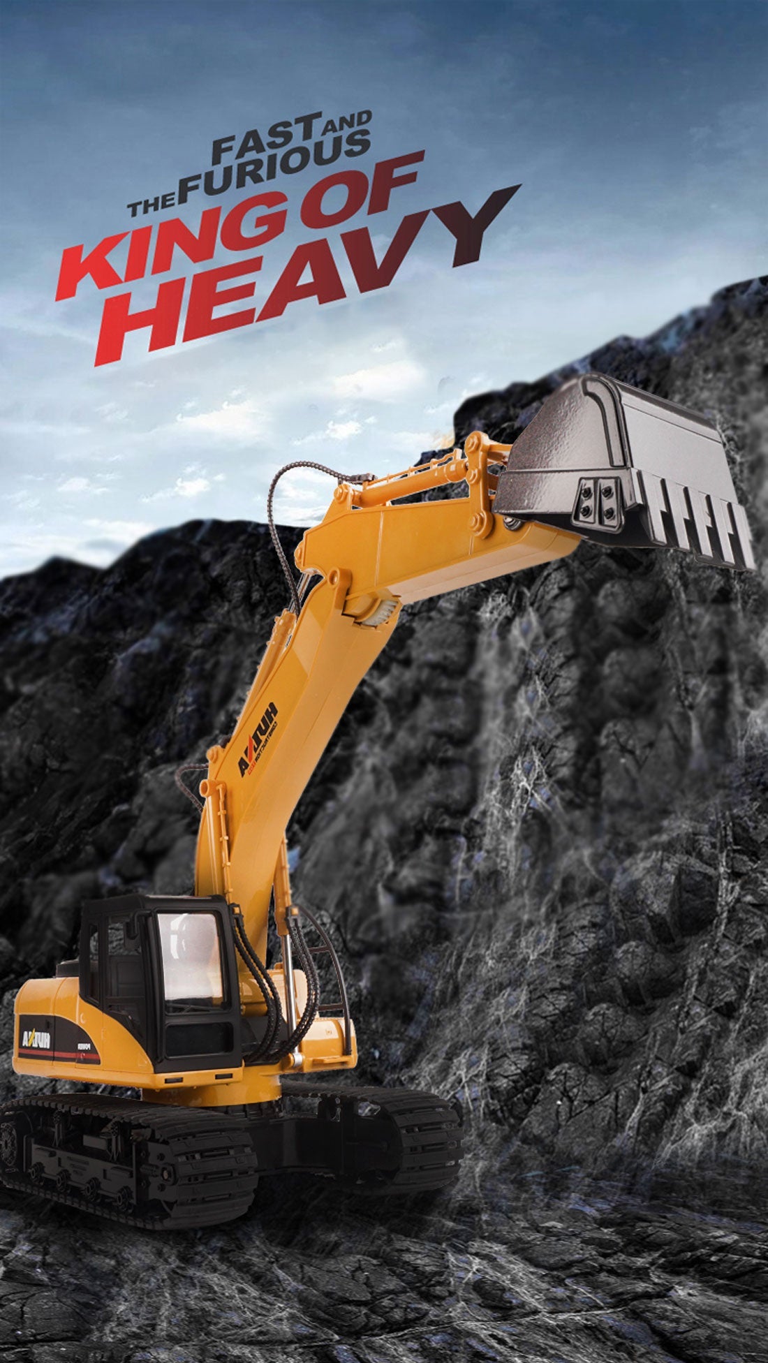 HUINA 1/14 15CH RC Alloy Excavator Construction Engineering Vehicle Digger -