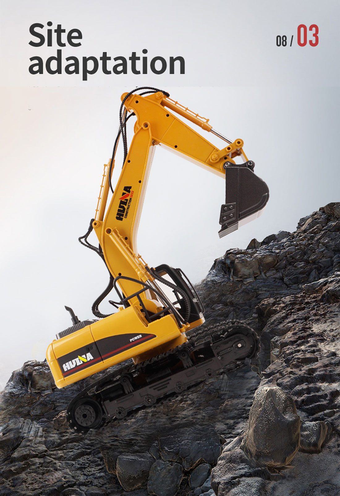 HUINA 1/14 15CH RC Alloy Excavator Construction Engineering Vehicle Digger -
