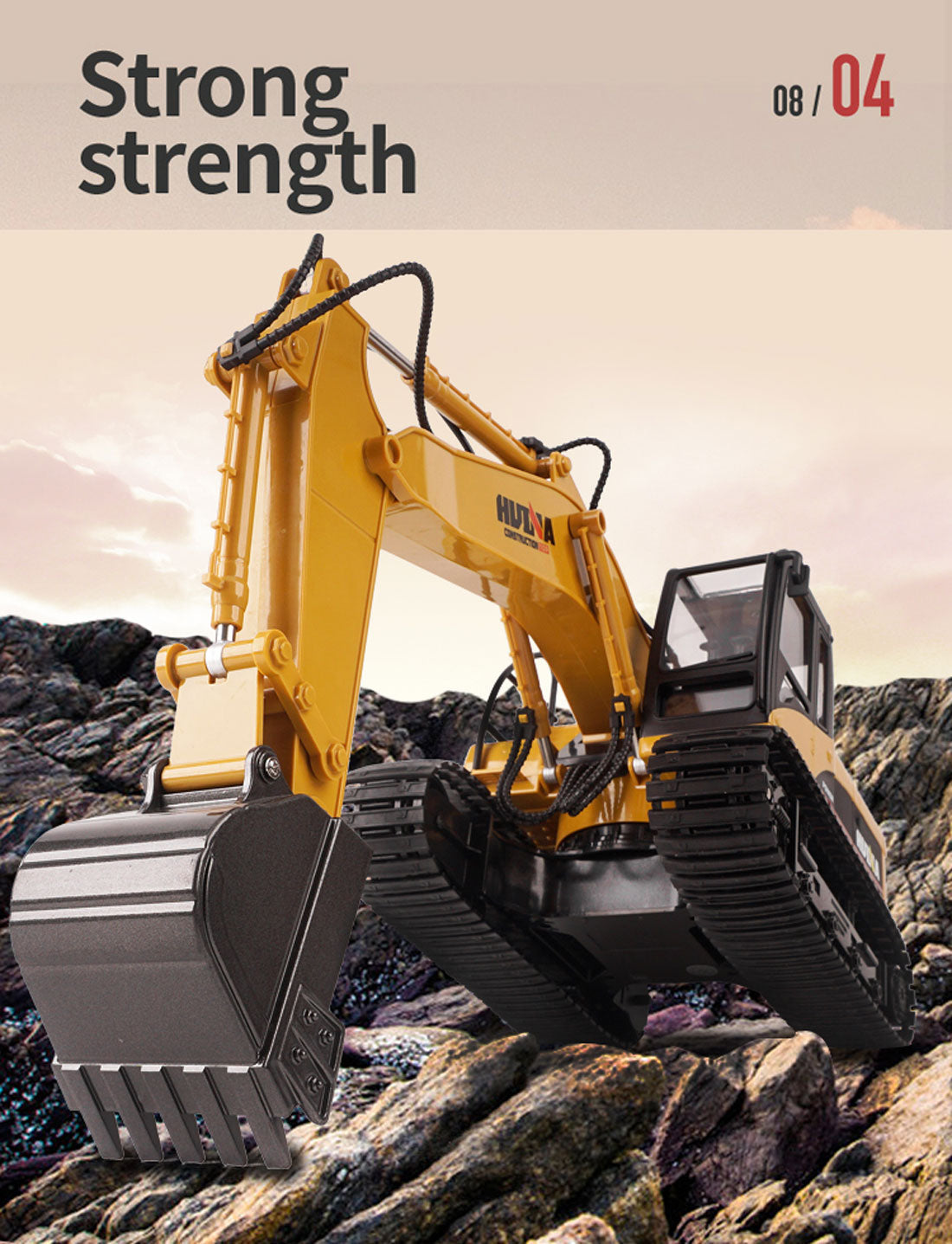 HUINA 1/14 15CH RC Alloy Excavator Construction Engineering Vehicle Digger -