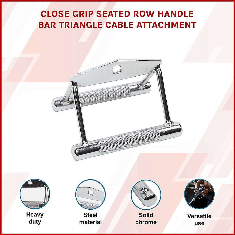 Close Grip Seated Row Handle – Triangle Cable Attachment Bar for Gym Machines