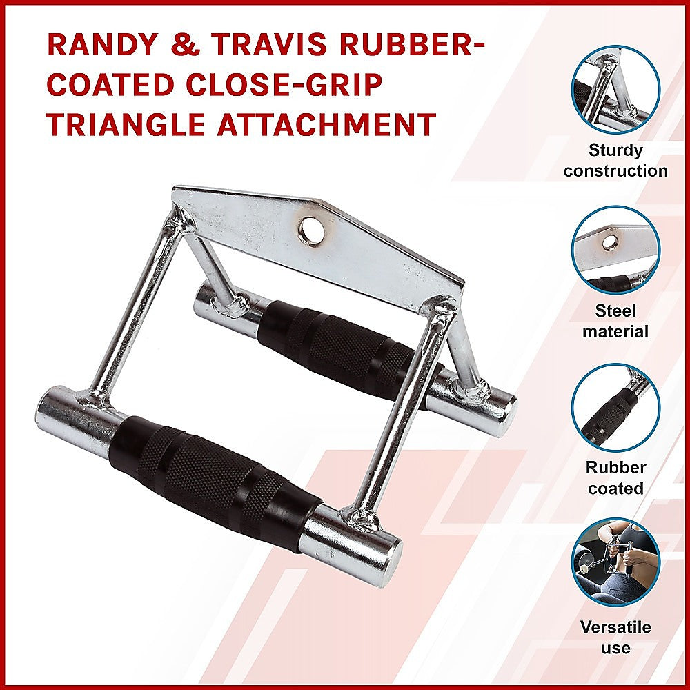 Rubber-Coated Close Grip Triangle Attachment for Lat Pulldown