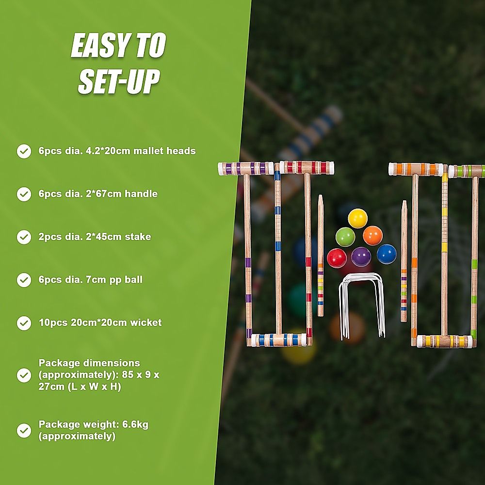 Croquet Set For Up To 6 Players Complete Outdoor Lawn Game Set For Family Gatherings And Events