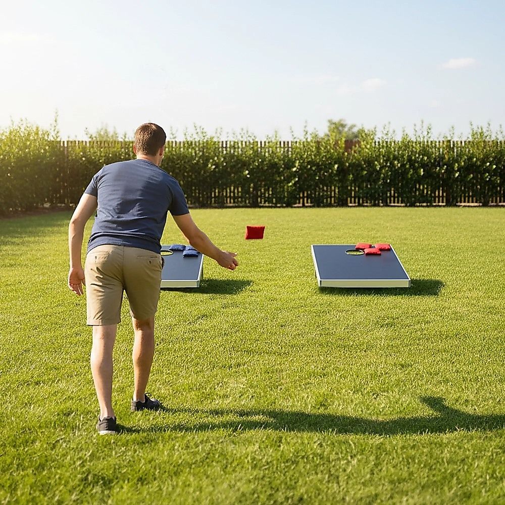 Bean Bag Toss Cornhole Game Set Aluminium Frame Portable Design