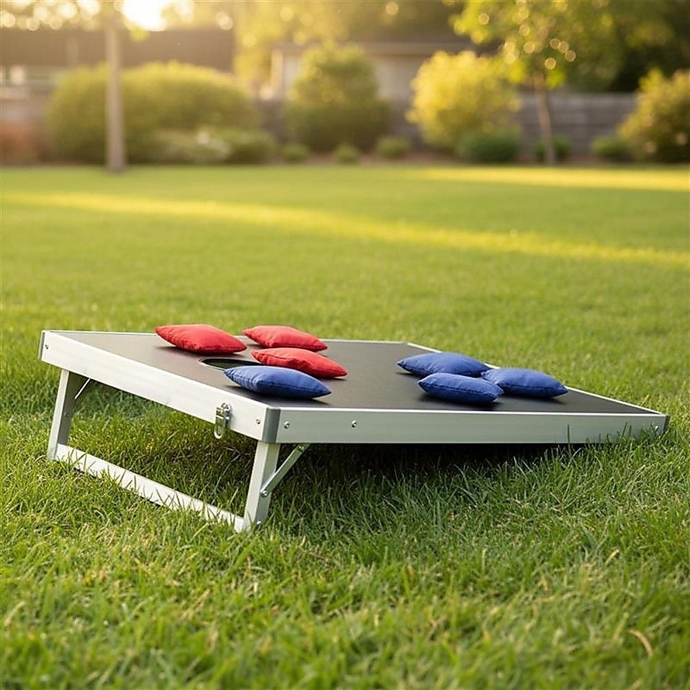 Bean Bag Toss Cornhole Game Set Aluminium Frame Portable Design
