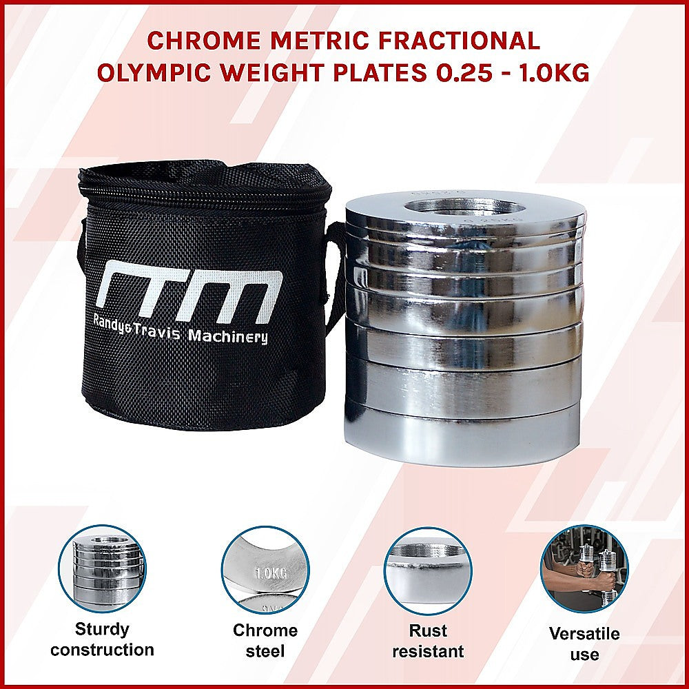Chrome Metric Fractional Olympic Weight Plates 0.25 to 1kg Set