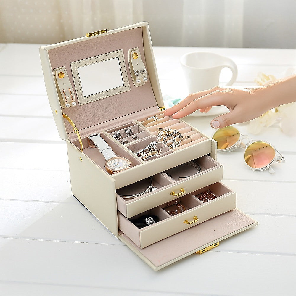 Jewellery Storage Box Girls Ring Necklace Display Organiser Case For Neat Accessory Storage