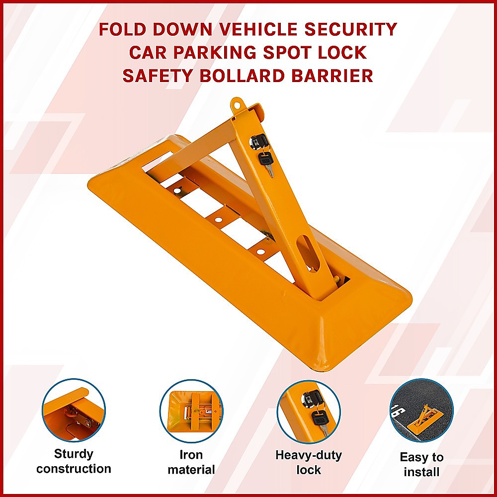 60cm Iron Fold Down Vehicle Security Parking Lock Bollard Barrier For Reserved Car Parking Protection